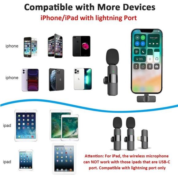 Professional Wireless Lavalier Lapel Microphone for iPhone, iPad - Cordless Mic - Picture 5 of 7